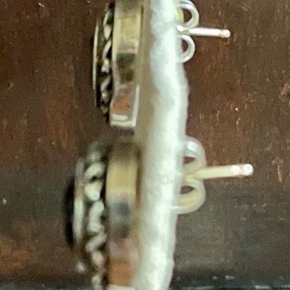 MJS sterling silver stud earrings smokey topaz rope surround design - Picture 12 of 14